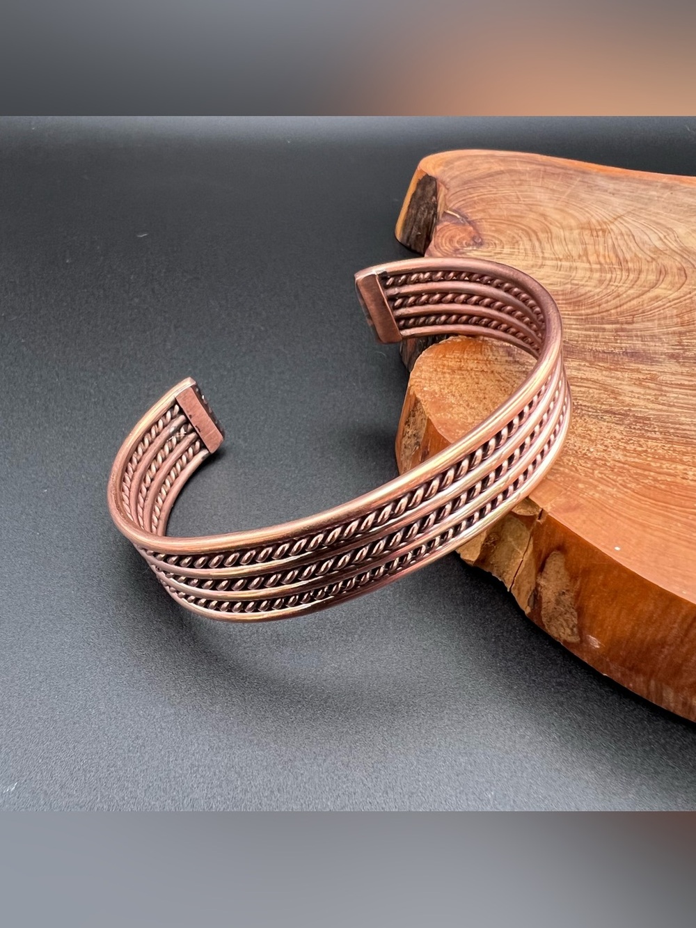 Native American Multi Row Twisted Wire Copper Cuff by Elaine Tahe